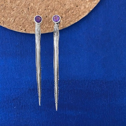 Ray Barb and Amethyst Earrings