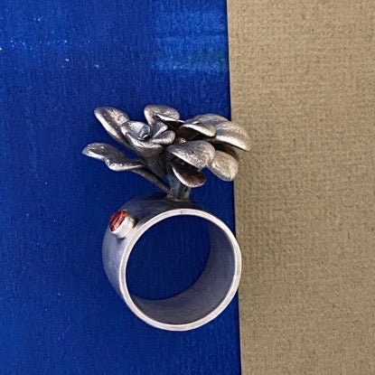 Aeonium and Garnet ring